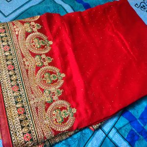 New Heavy Red Designer Bridal Saree