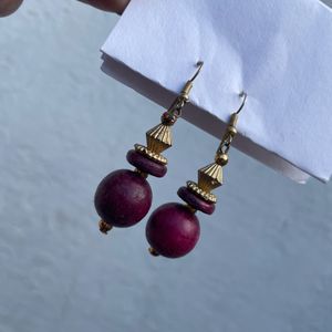 Maroon Golden Earrings