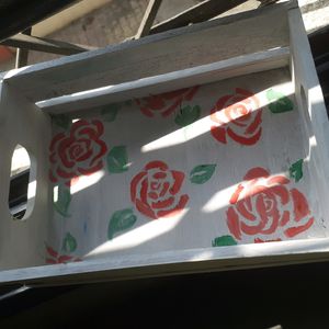 A Rose Pattern Wooden Crate