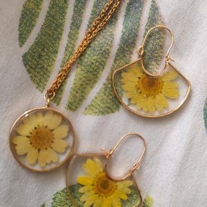 Beautiful Sunflower Earing And Necklace