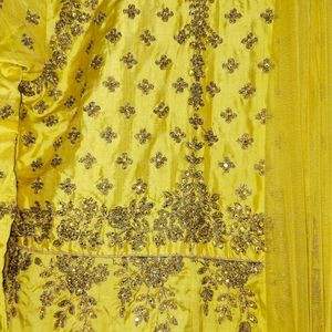 Haldi Ceremony Look Yellow Gown With Net Dupatta