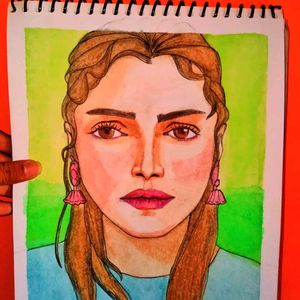 Beautiful Girl Watercolor Potrait