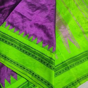 Purple And Green Silk Saree