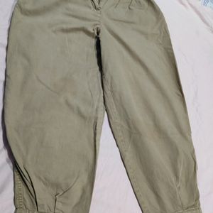 Khaki Gathered Bottom Pants