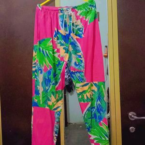 printed pink Trouser for Women.