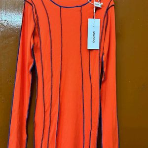 Savana Bodycon Ribbed Orange Dress