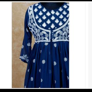 Navy Blue Embellished Anarkali Kurta