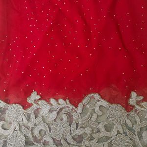 Georgette Stone Work Red Saree