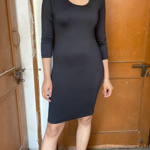 Black Stretchable Fitted Dress