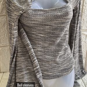 Bell Slit Sleeves Grey Top