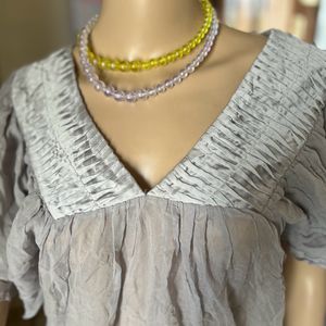 Silver Neck Pattern Top