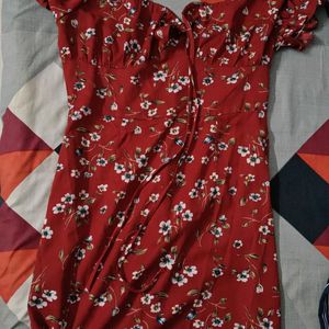 Floral Red Midi Dress