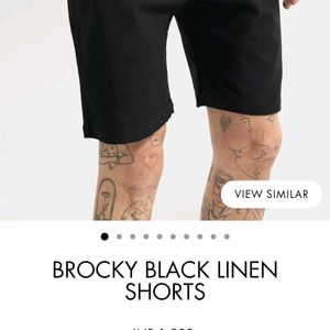 Snitch Linen Shorts (W32) Black + Brown