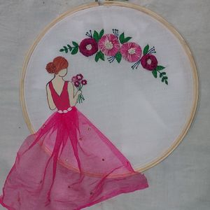 Girly Hand Embroidery Wooden Hoop