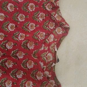 Red Printed Straight Kurti