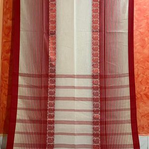 Handwoven Phulia Cotton : Red-n-White ❤️🤍