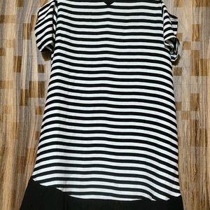 Black And White Strip Line Mini Dress/Summer Wear