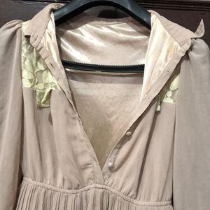 Collar Nude Mini Dress For Women