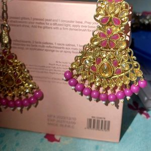 Pink Earrings With Mangtika