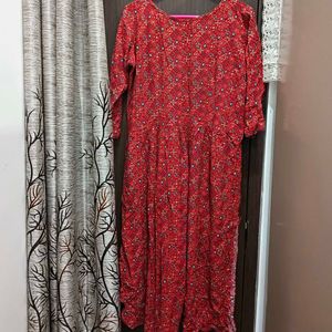 Red Printed Naira Kurta