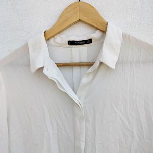 Mango Basic Chiffon White Shirt