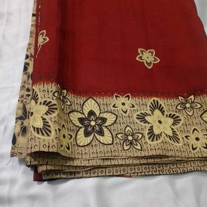 Beautiful Printed Maroon Colour Saree For Womens