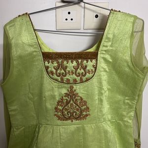 Elaichi Color Raw Silk Gown