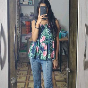 Multicolored Printed Floral Top