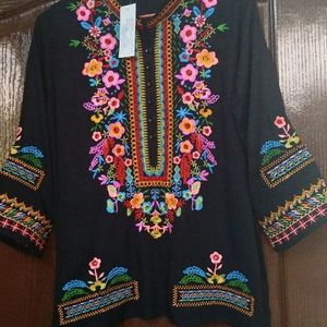 Black Embroidered Kashmiri Kurti