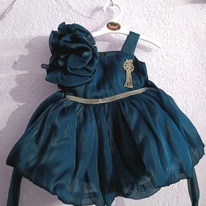 Blue Organza Party Wear Frock For Kids