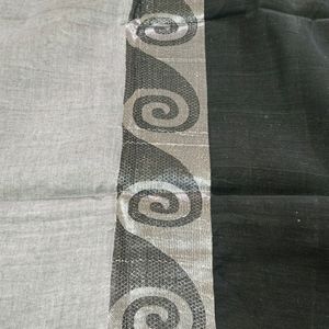 Cotton Black & Grey Saree