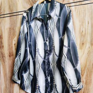 Grey Printed Shirt Size-48