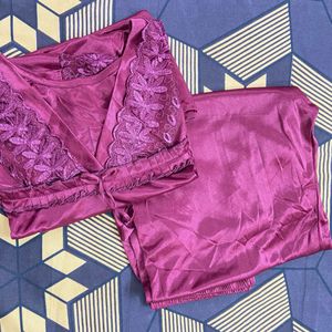 Satin Silk Night Suit Set