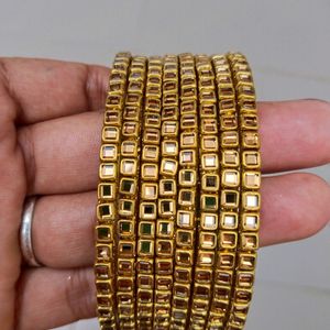 8 Kundan Bangles (2.4,2.6 & 2.8)