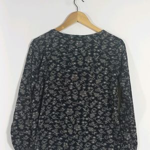 Black Printed Top Full Sleeves