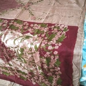 floral printed soft silk saree attached फॉल