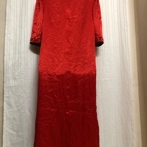 Red Half Sleeve Midi Dress