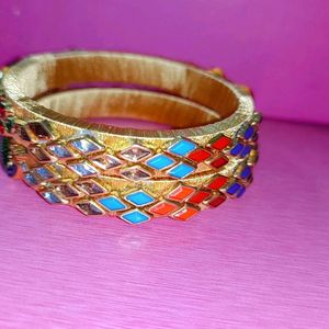 Silk Thread Kundan Bangles