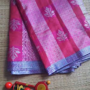 Pink and Greay Tussar Silk