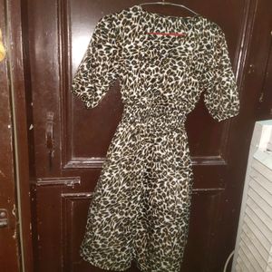 Women Party Wear Leapard Printed Dress