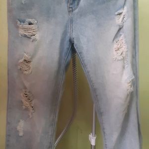 Distressed Light Blue Ripped Jeans