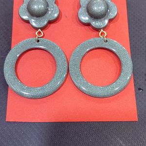 Grey Resin Earrings