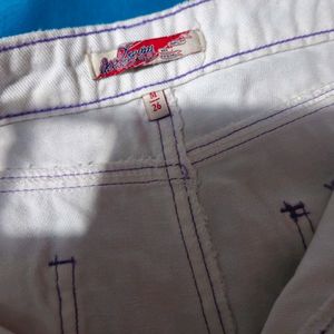 White Denim Short