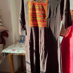 Black Kurta With Multicolour Design