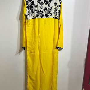 Yellow Printed Kurti