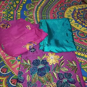 New Suit  Material Purple Nd Green Colour