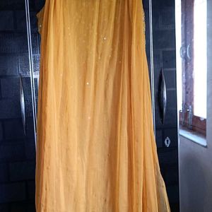 Vishudh Bright Yellow Floral Dress With Dupatta