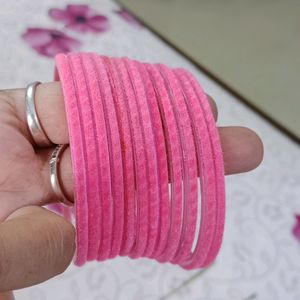 Pink Velvet Covered Glass Bangle