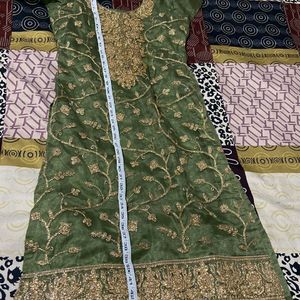 Thread Work Organza Kurta Dupatta plaazzo set