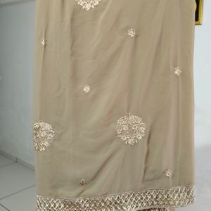 Khakhi Colour Lace Boder Saree